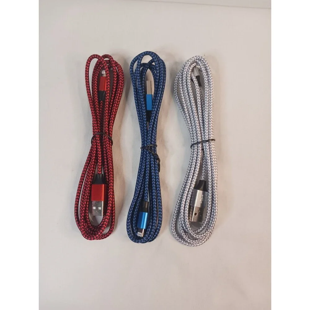 Apple MFi Certified iPhone Lightning Cable 6ft 3Pk Fast Charging Nylon Braided